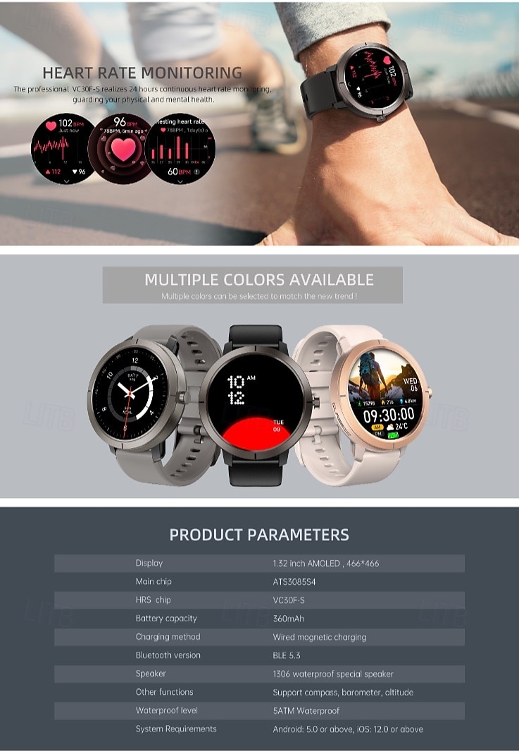 Chytré hodinky GPS pro ženy s 1,32" AMOLED obrazovkou, globálním určováním polohy 6 satelitů, vodotěsným fitness trackerem do 5 atm, více než 170 sportovními režimy, 24hodinovým monitorem zdraví, 2026 - $98.99 –P6