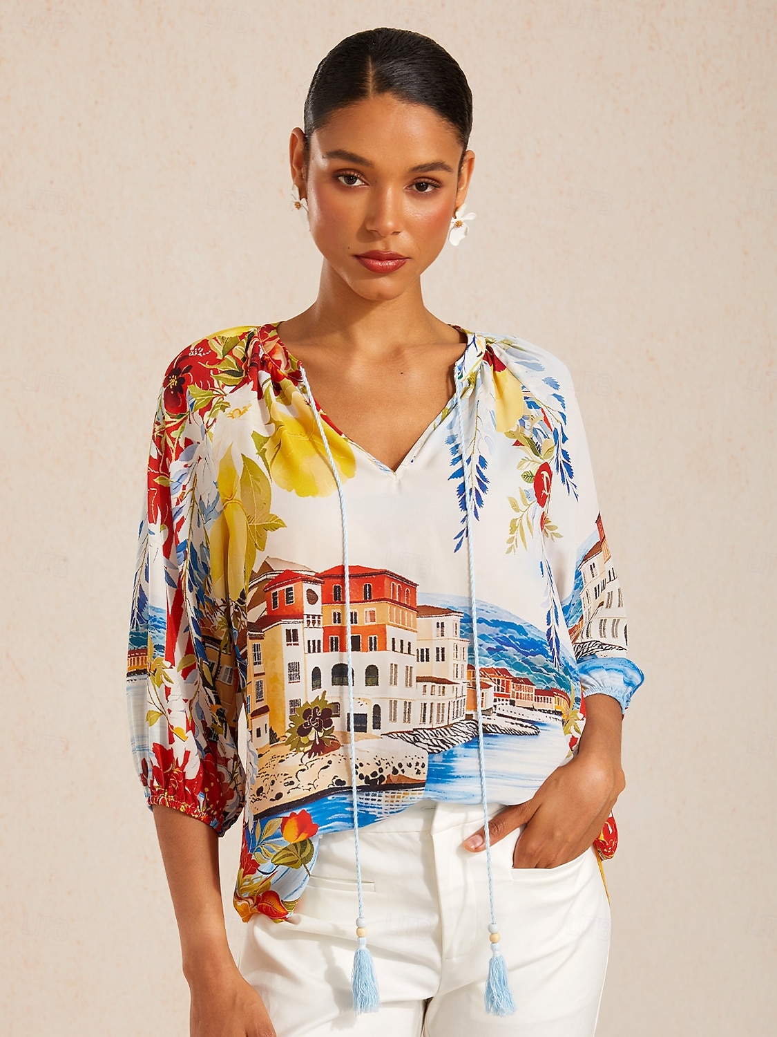 top estivo in chiffon con maniche raglan Santorini del 2026 a $67.99 –P2