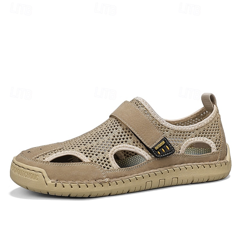 Sandali da pescatore beige da uomo: scarpe estive casual traspiranti a punta chiusa, ideali per passeggiate all'aperto, viaggi, gite in spiaggia, tempo libero nel fine settimana e comfort quotidiano. del 2026 a $42.99 –P2