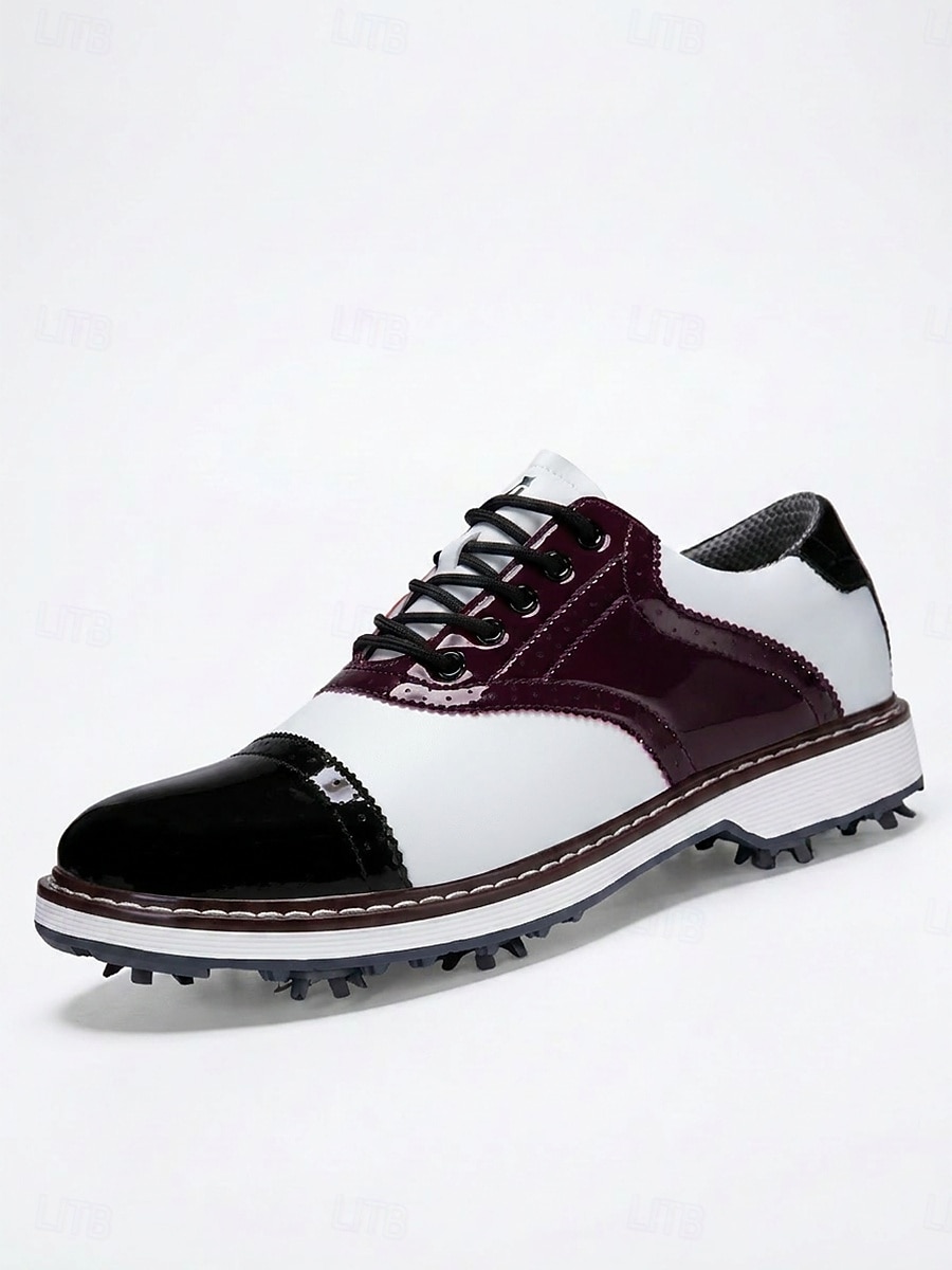Men's Black White Golf Shoes, Lace-Up Dress Sport Shoes, Comfortable Non-Slip Shoes for Golf, Wedding, Outdoor Events 2026 - $69.99 –P7