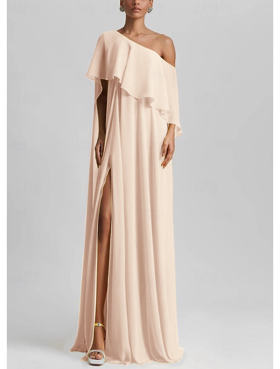 A-Line Floor Length Prom Dresses Elegant Sleeveless One Shoulder Formal Wedding Guest Stretch Chiffon with Ruffles Slit 2026 - $160.99 –P17
