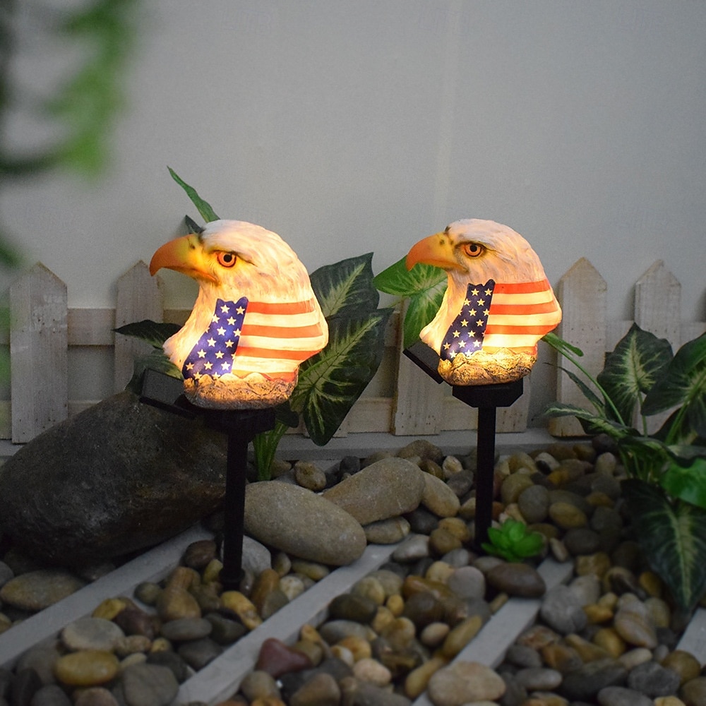 2 stuks adelaar solar tuinverlichting, Amerikaanse vlag LED-prikkers voor buiten, 250e jubileum, 4 juli, Onafhankelijkheidsdag, waterdichte Amerikaanse vlag, geschikt voor tuin, terras, gazon, pad en feestelijke decoratie. 2026 - $23.99 –P6