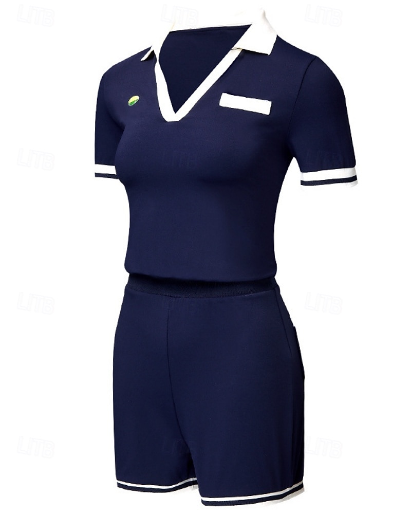 نسائي لون سادة مجموعة رياضية مجموعة تنس فستان تنس تي شيرت تنس كم قصير رياضي خفة الوزن قابل للبسط رطوبة فتل متنفس تينس الغولف ركض V رقبة الفساتين أزرق سماوي كوفي ملابس التنس 2026 - $33.99 –P4
