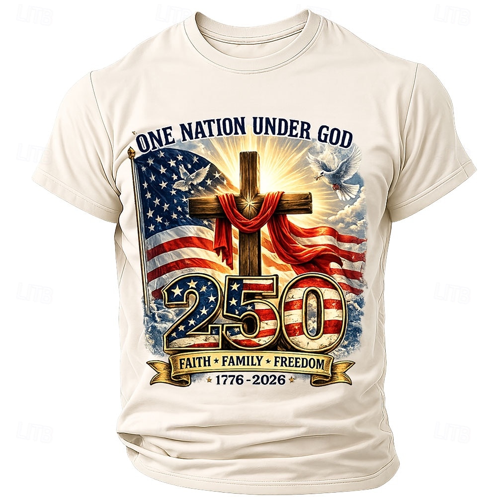 Men's 250th Anniversary Patriotic American Flag 1776 2026 Graphic T Shirt Short Sleeve Crew Neck Summer Street Top 2026 - $18.99 –P4