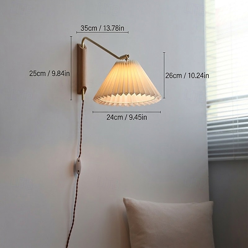 lightinthebox vintage nástěnná svítidla se zástrčkovým kabelem a vypínačem dřevěné nástěnné svítidlo e27 ložnicové noční lampičky nastavitelný mosazný držák vnitřní nástěnné osvětlení obývacího 2026 - $150.99 –P7