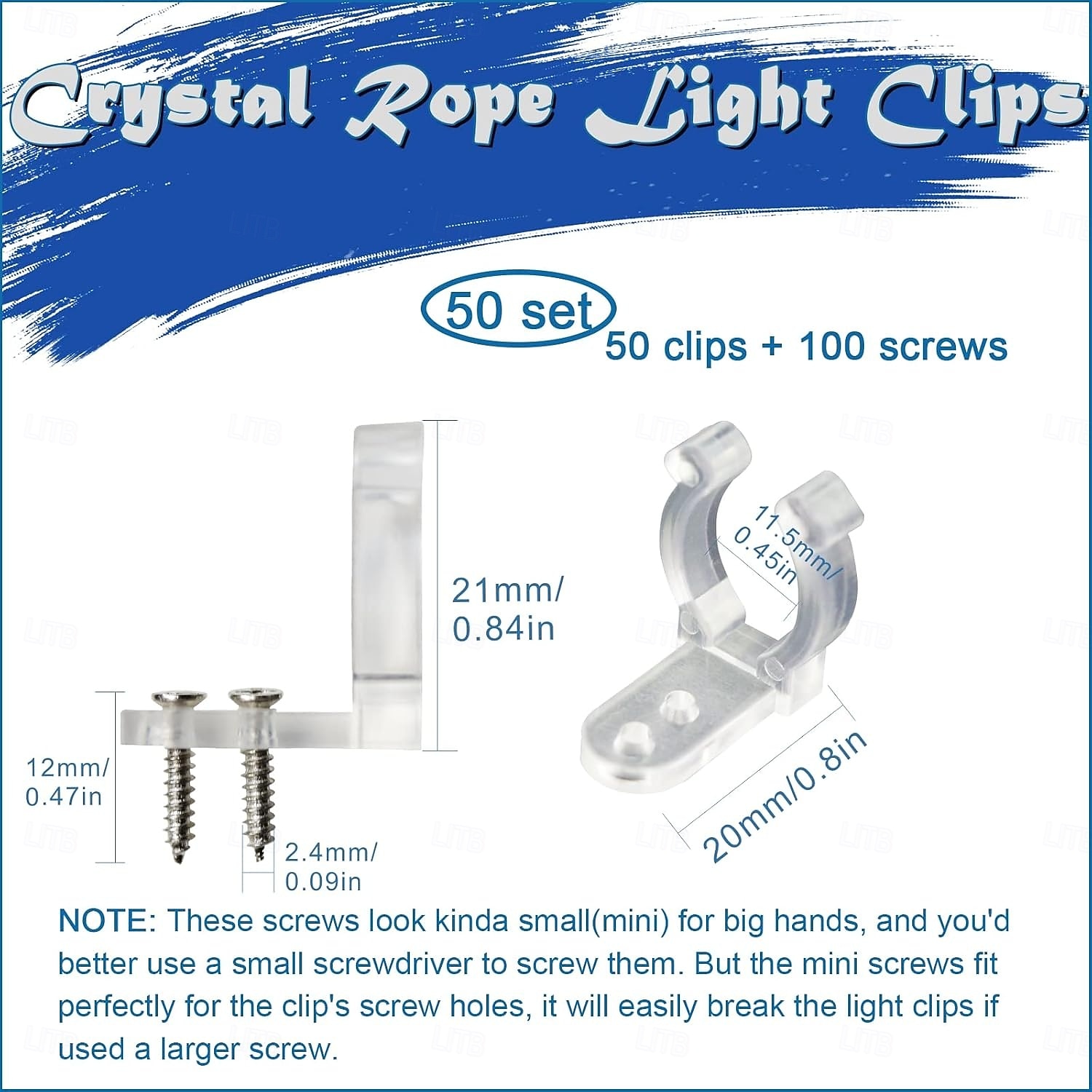 20-200 stuks 1/2 inch clips, geschikt voor 10-15 mm LED-touwverlichting, met 40-400 schroeven voor PVC-touwverlichting buitenshuis, ideaal voor kerst en bruiloften. 2026 - $8.99 –P5