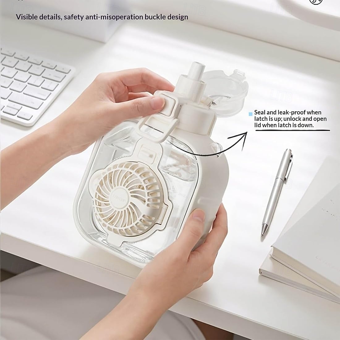 2 in 1 Water Bottle with Built In Foldable Fan, USB Rechargeable Cooling Bottle with 3 Speed Portable Fan, Portable Cooling Cup with Straw, Detachable Design for Travel, Camping, Gym 2026 - $125.99 –P8