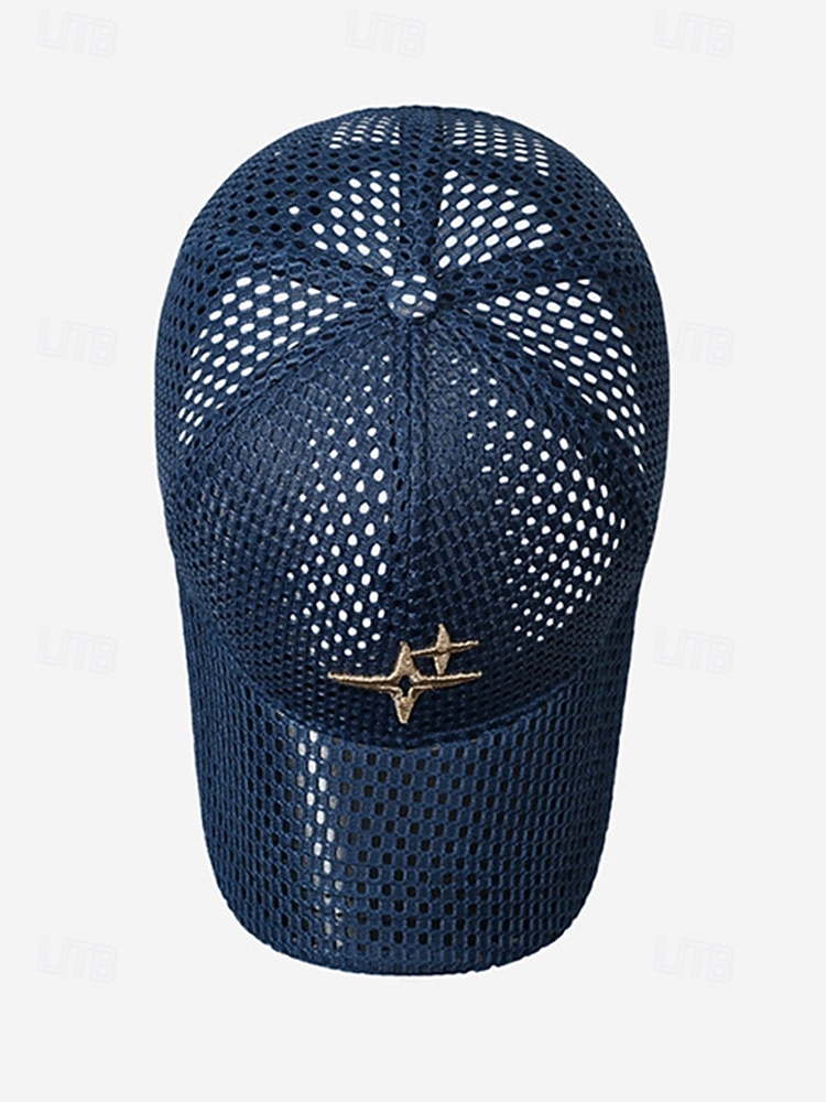 Heren mesh truckerpet - ademende polyester baseballpet met sterrenborduurwerk, verkrijgbaar in meerdere kleuren, verstelbare sluiting aan de achterkant voor buitenactiviteiten en reizen. &dagelijkse 2026 - $11.99 –P10