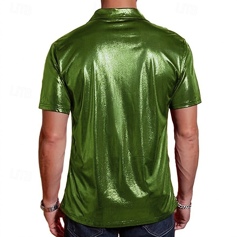 Retro Antiguo Años 70 Años 80 Camisas Disco Metálico Brillante Disfraz Hombre Disfraz de carnaval Víspera de Todos los Santos Carnaval Mardi Gras Discoteca Fiesta Rendimiento Adulto Camisas Primavera 2026 - $44.99 –P3