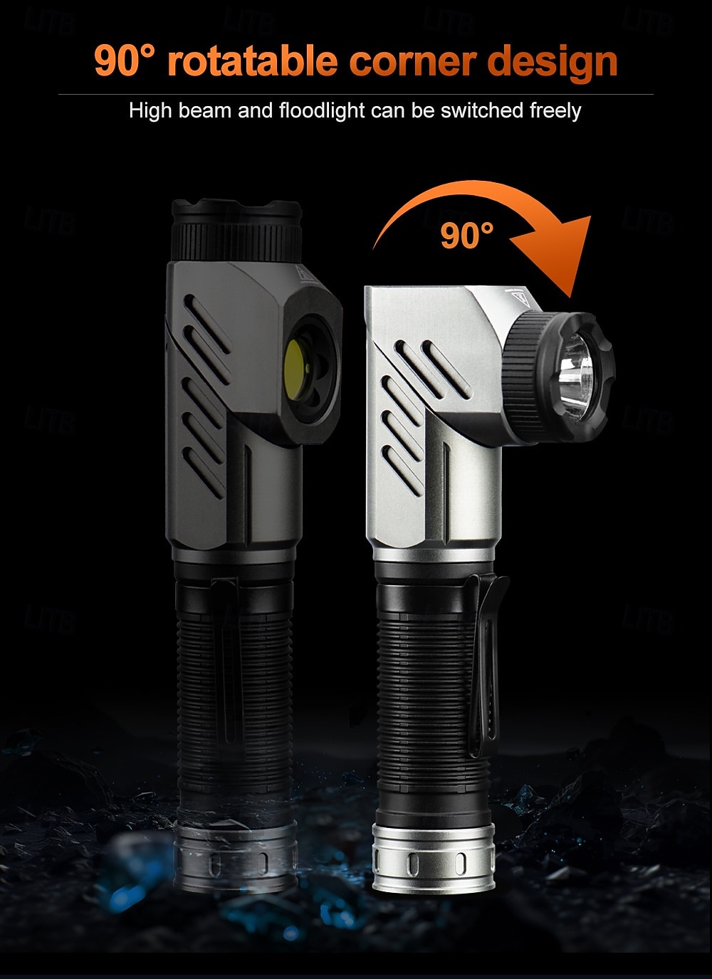 Rechargeable Tactical Flashlights 1600 High Lumens 2 Light Sources,6 Modes, 90 Degree Rotating,Waterproof Working Light with Magnetic Base for Home Emergency, Outdoor, Camping 2026 - $43.99 –P1