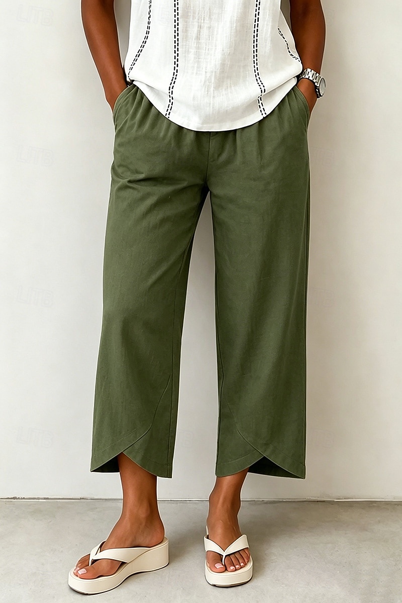 Mujer Pantalones casuales Pantalones Rectos Elegante Vacaciones Casual Longitud total Alta cintura Caqui Negro Blanco Azul Marino Oscuro Verano Primavera Otoño 2026 - $22.99 –P4