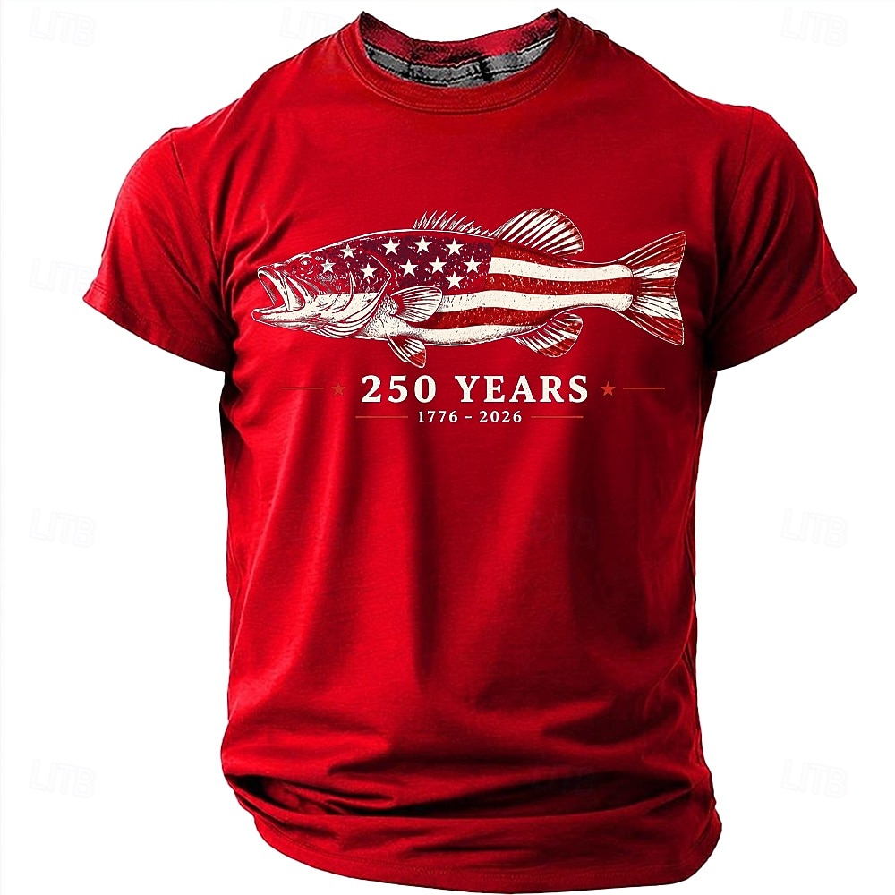 4th of July 2026 250th Men's US Flag 1776 T Shirt Short Sleeve T shirt 3D Print Crew Neck Shirt Patriotic Daily Festival Blue Black Red Summer Spring Clothing Apparel S M L XL XXL XXXL 2026 - $19.99 –P8