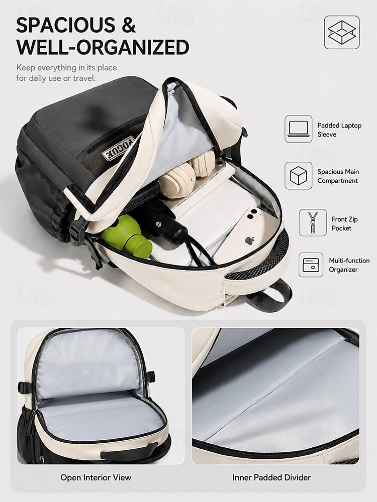 Water-Resistant Nylon Backpack with 14 Laptop Sleeve for School College Commute Large Capacity Nylon Backpack with Ergonomic Straps and  main image 2