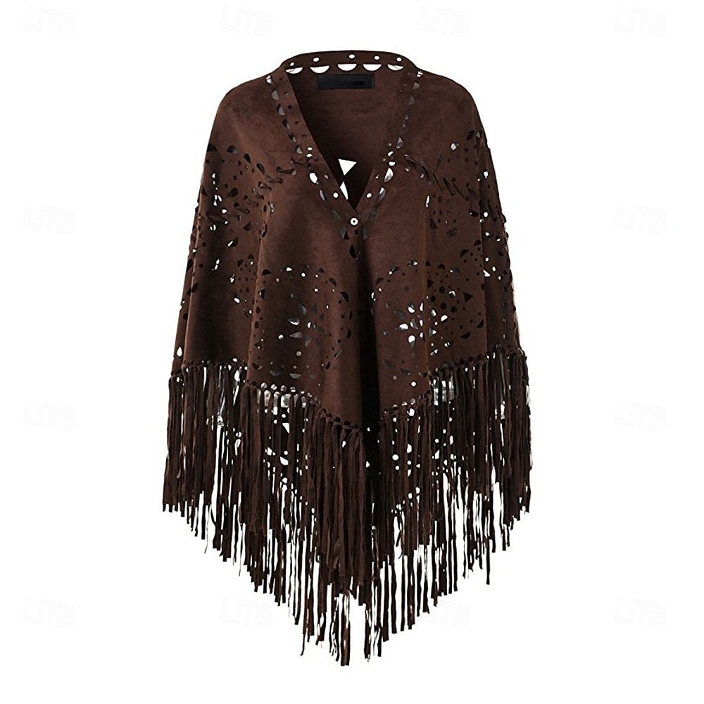 Retro Vintage Hippie 1970s Cape Hippie Tassel Fringe Fancy Dress Women's Carnival Music Festival Holiday Adults' 2026 - $49.99 –P4