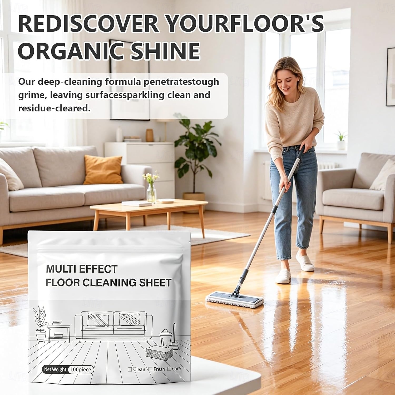 100 Pieces Multi-Effect Floor Cleaning Sheets, Dissolvable Concentrated Mopping Slices for Deep Cleaning, Quick Drying & Streak-Free Floor Cleaner for Hardwood, Tile, Marble, Laminate 2026 - $12.99 –P2