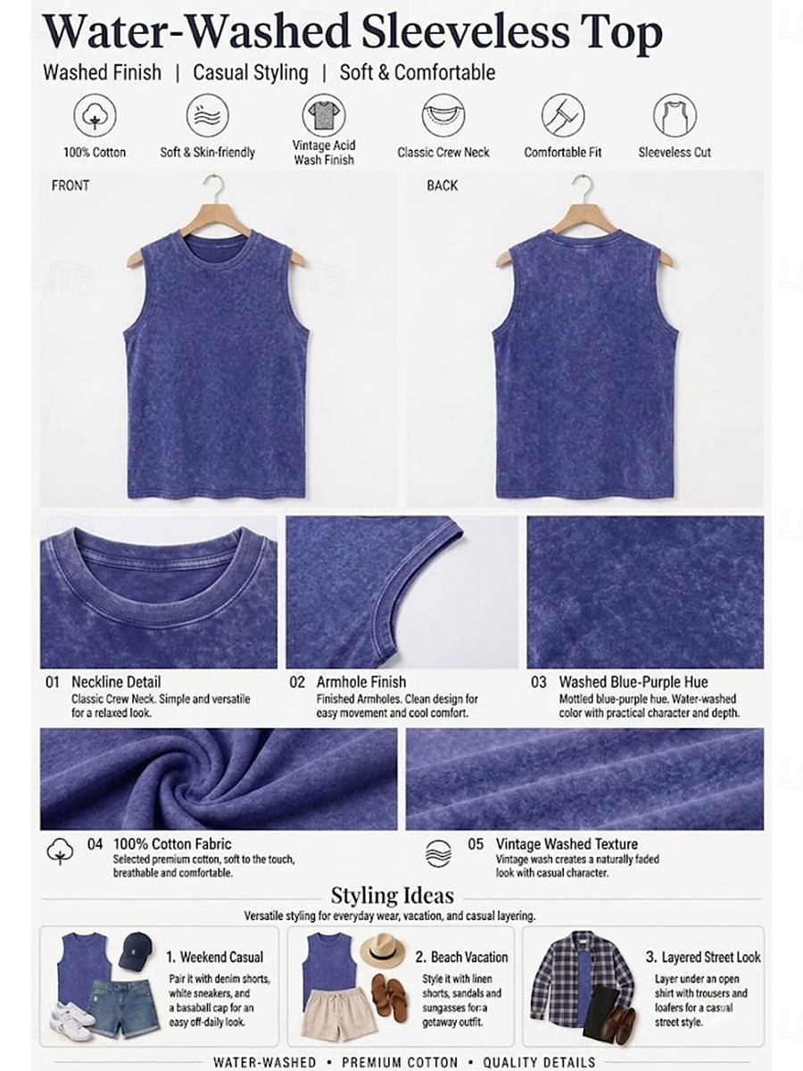 SoftFade™ Women's Vintage 100% Cotton Tank Top - Soft Washed Sleeveless Basic Tops 2026 - $26.99 –P3