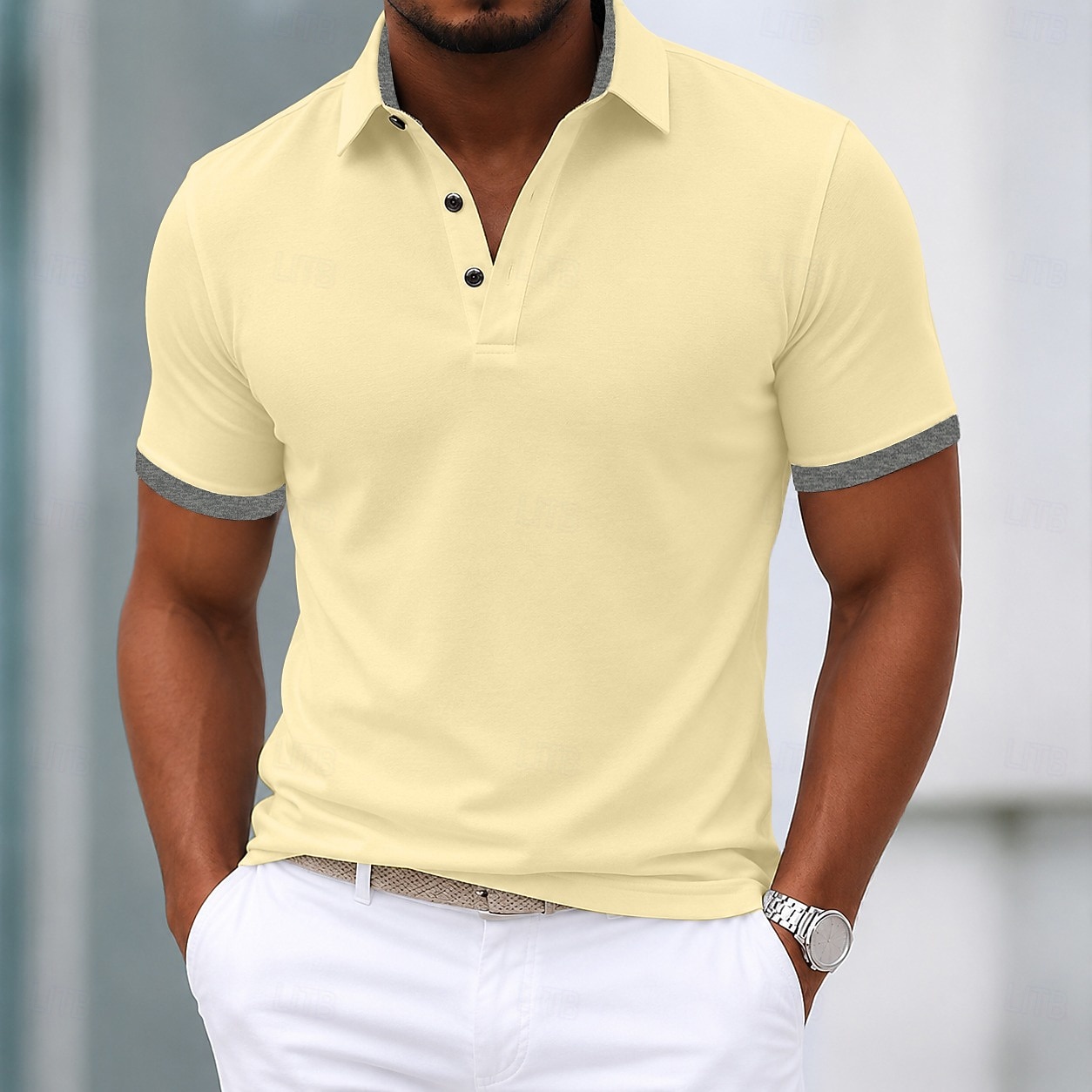 Herren 100% Baumwolle Poloshirts Lässig Urlaub Revers Kurzarm Modern Bequem Einfach Farbblock Knöpfe Sommer Frühling Blau Weiß Gelb Rote Grau 100% Baumwolle 2026 - $26.99 –P4