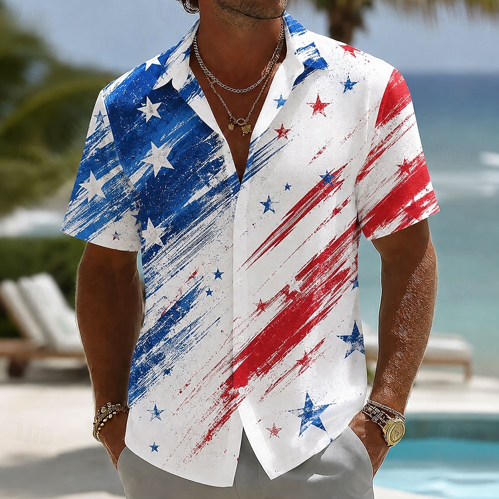 Herren 250. Jubiläums Patriotische Amerikanische Flagge 1776 2026 Hemd Kurzarm Sommer Urlaub Oberteil 2026 - $25.99 –P3