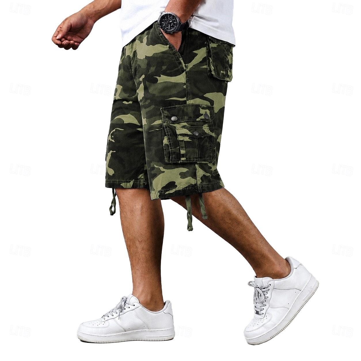 Men's Comfort Waist Tactical Cargo Cargo Shorts Shorts Casual Shorts Pocket Elastic Waist Plain Camouflage Breathable Knee Length Casual Outdoor Streetwear Fashion Streetwear Blue Khaki Inelastic 2026 - $35.99 –P3