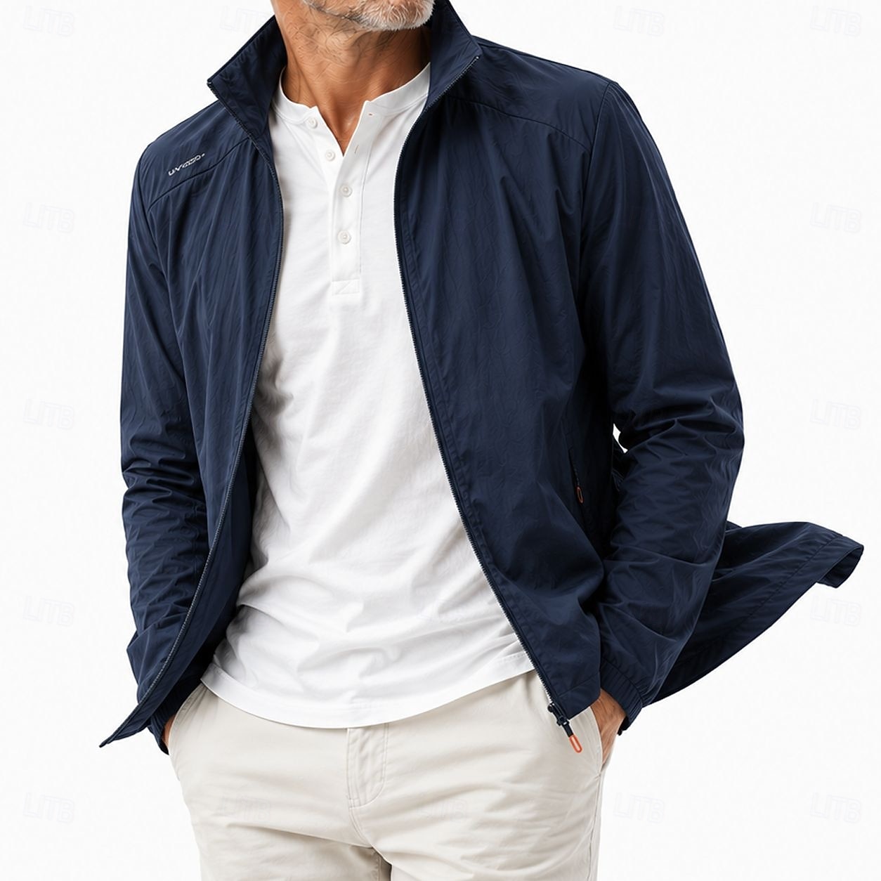 Men Lightweight Jacket Casual Sun Protection UV Protection Slim Spring & Summer Spring Casual Daily Outdoor Stand Collar Regular Dark Blue Grey Jacket 2026 - $57.99 –P4