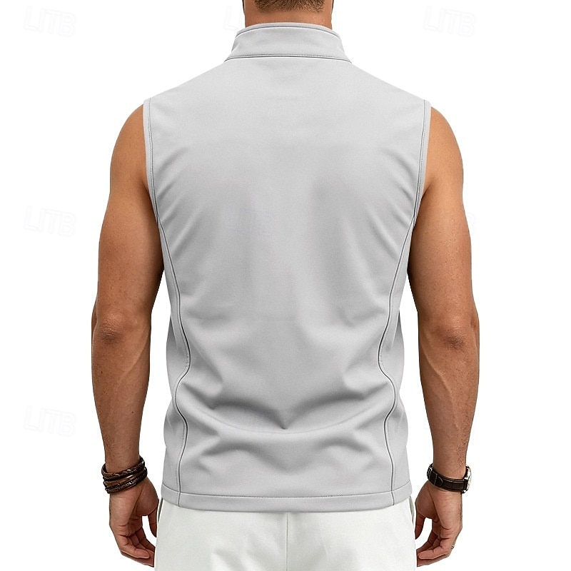Homme Couleur Unie Gilet de course à pied Veste softshell Débardeur Rembourré Été Printemps Automne Avec Poches Fermeture intégrale Sans manches Séchage Rapide Léger Respirant Salle de sport Pêche de 2026 ? $26.99 –P17