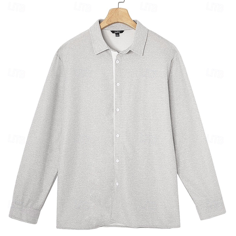 Per uomo Camicia Camicia a nido d'ape Camicia casual Camicia con colletto alla coreana Camicia con Bottoni Rosa Azzurro cielo Grigio Manica Lunga Semplice Collo alla coreana Casuale Quotidiano del 2026 a $32.99 –P4