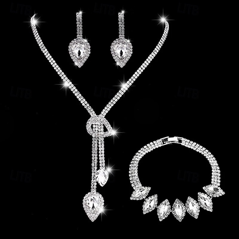 Jewelry Set Three-piece Suit Chrome 1 Necklace 1 Bracelet Earrings Women's Fashion Luxury Jewelry Set For Party 2026 - $34.99 –P3