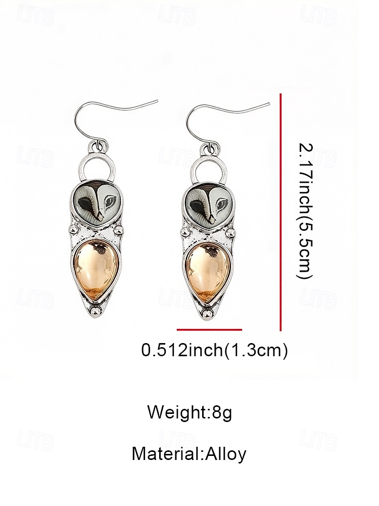Vintage uilenoorbellen voor dames, zilverkleurige legering dierensieraden, boho natuurgeïnspireerde hangende oorbellen voor volwassen vrouwen, zomerse casual kleding, tuinfeest, reiscadeau 2026 - $7.99 –P7