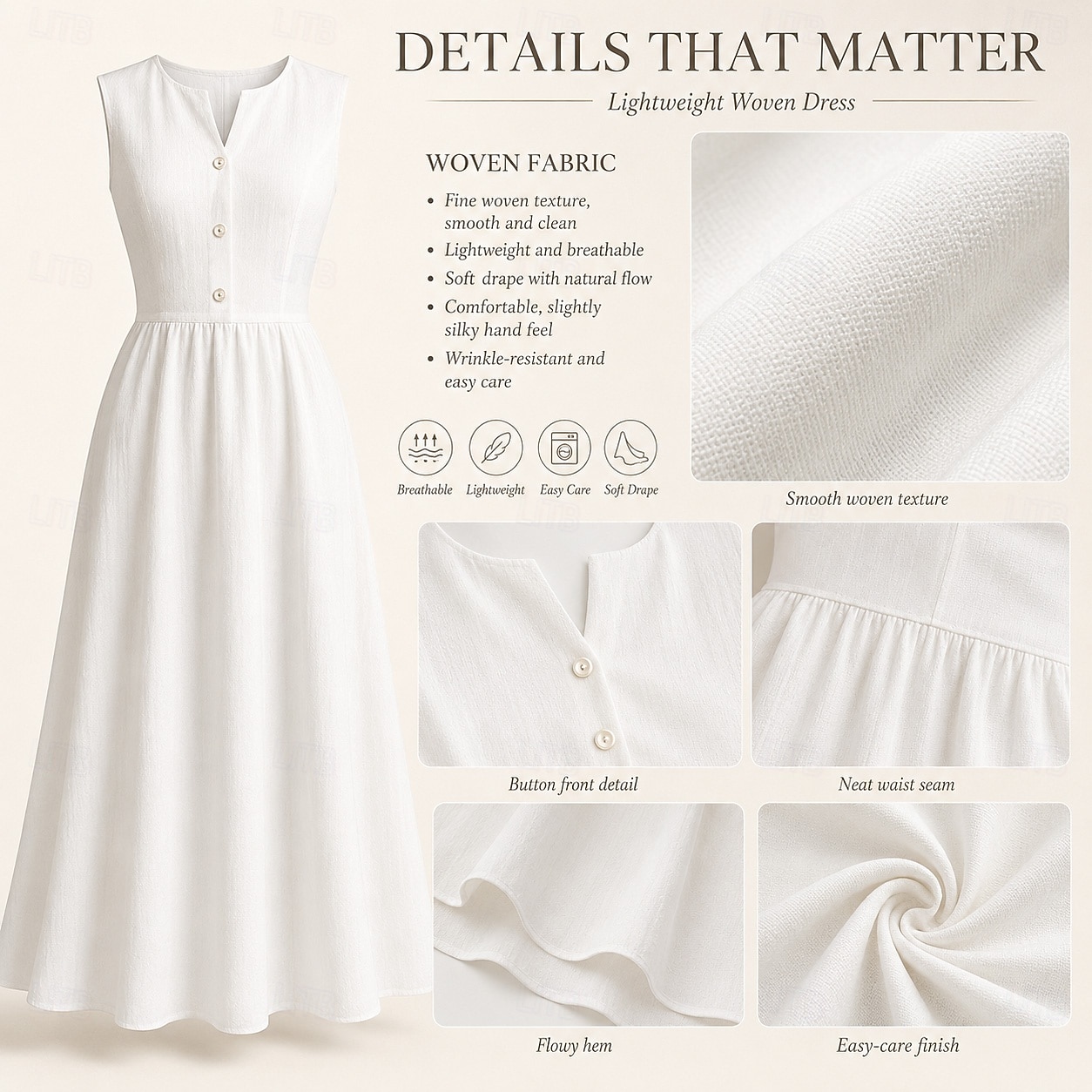 Women's Midi Dress Sundress White Dress Summer Dress Vacation Beach Regular Fit Floral Graphic Sleeveless V Neck White Light Yellow Camel Brown Summer Spring 2026 - $39.99 –P7