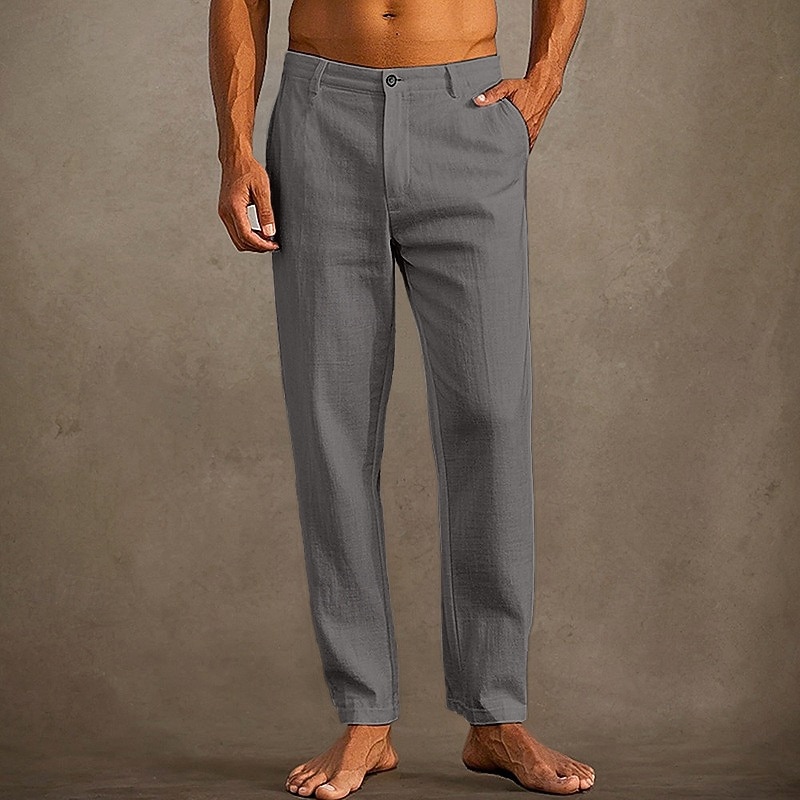 Hombre Pantalones de lino Pantalones Pantalones de verano Pantalones de playa Bolsillo Plano Comodidad Transpirable Vacaciones Diario Festivos Hawaiano Boho Negro Blanco 2026 - $29.99 –P11