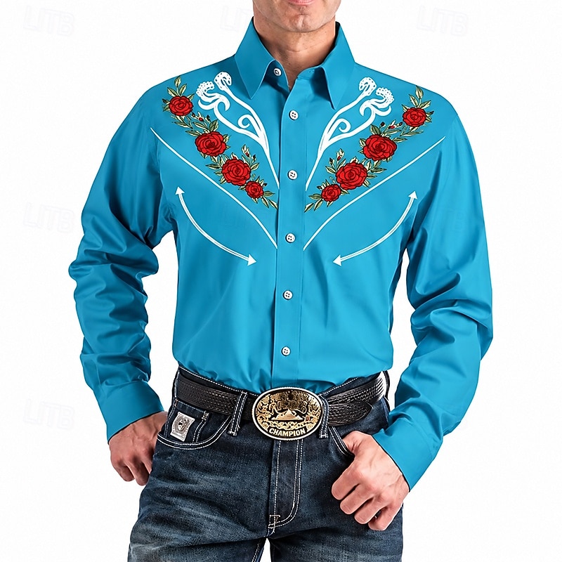 Clássico Retro Vintage Blusa / Camisa Cowboy do Oeste 3D Fantasia Homens Baile de Máscaras Dia a Dia Festa de Solteira Adulto Camisa de 2026 por $21.99 –P6