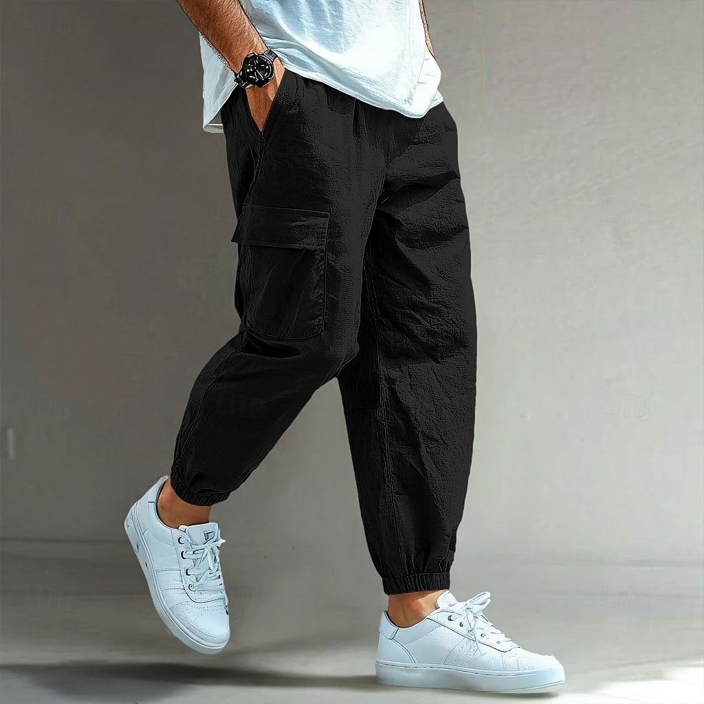Voor heren Cargohosen Linnen broek Broek Korte broek Zomerbroek Trekkoord Meerdere zakken Elastisch manchet Effen Comfort Ademend Volledige lengte Casual Dagelijks Feestdagen Vakantie Modieus blauw 2026 - $25.99 –P10