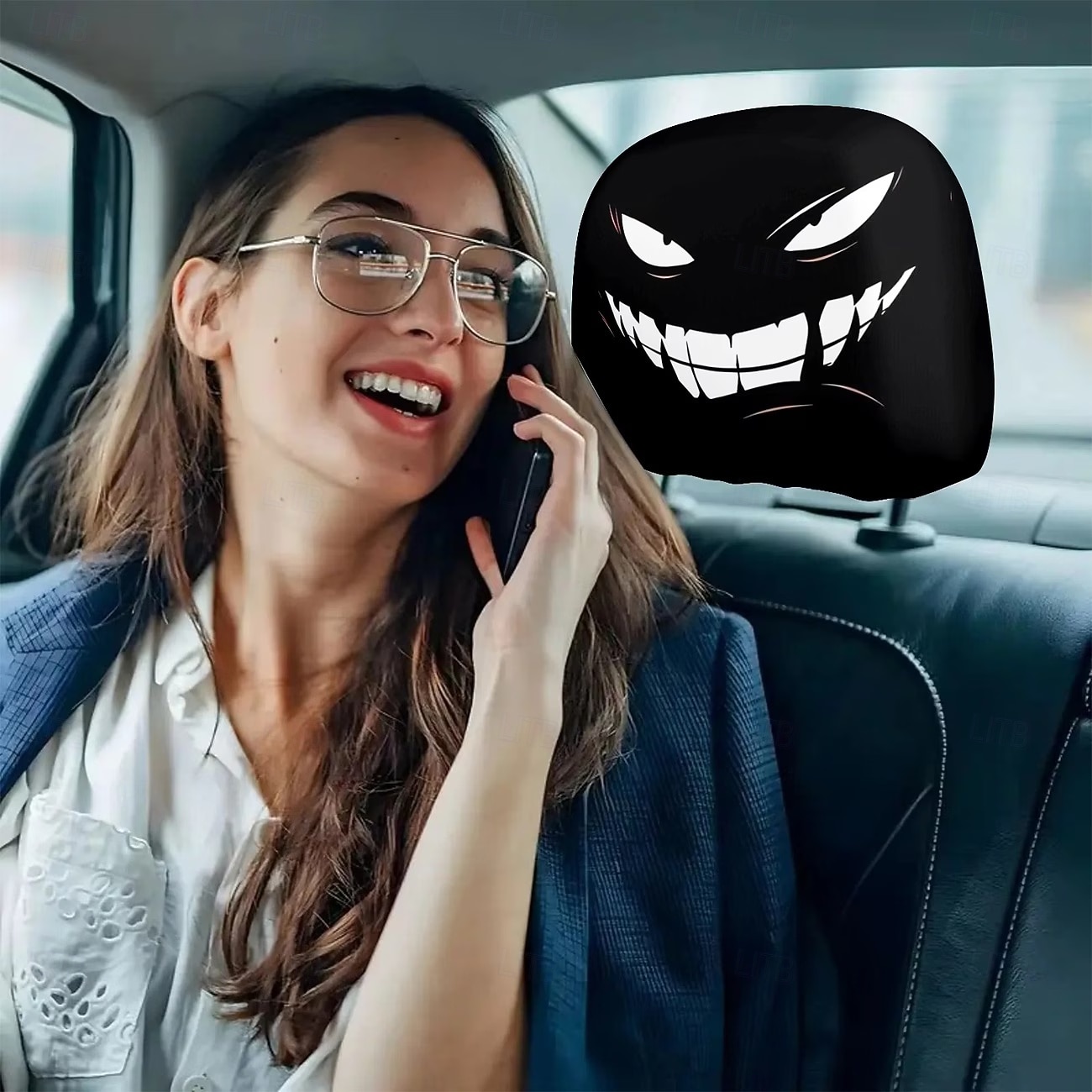 2/4 st nackstödsskydd med skräckmotiv, läskiga ansikten och nackstödsskydd för SUV, sedan och lastbil, roliga halloween-bilinredningstillbehör, mjuk och bekväm ostoppad design 2026 - $14.99 –P3