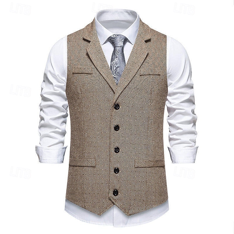 Roaring 20s 1920s Retro Vintage Waistcoat The Great Gatsby Tweed Notched Lapels Fancy Dress Men's Cocktail Party Revival Wedding Party Adults' waistcoat 2026 - $41.99 –P1