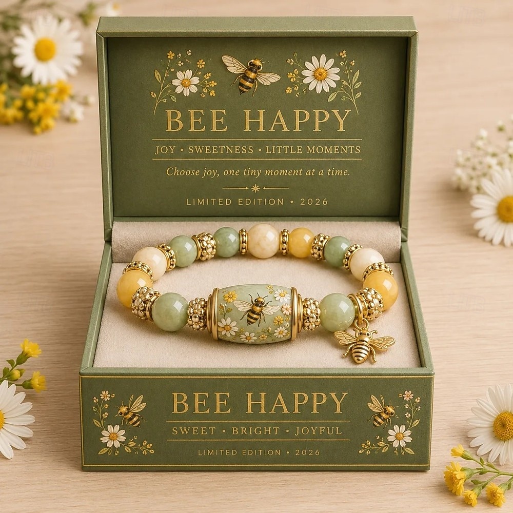 liefde, vrede &Lente zegeningen 2026 limited edition armband met geschenkdoos voor vrouwen, inspirerende bij, blauwe vogel, vlinder armband, sieraden bedeltjes, polsbandje, elastisch stretch 2026 - $19.99 –P10
