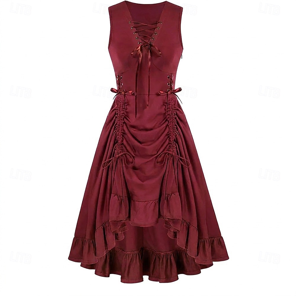 Punk & Gotico Rinascimento Steampunk Vestito Strega Ragazza gotica Tinta unica Costume Per donna Fantasia Stile Steampunk Notte di Valpurga Halloween Carnevale Mascherata Casual Quotidiano Adulti del 2026 a $38.99 –P11
