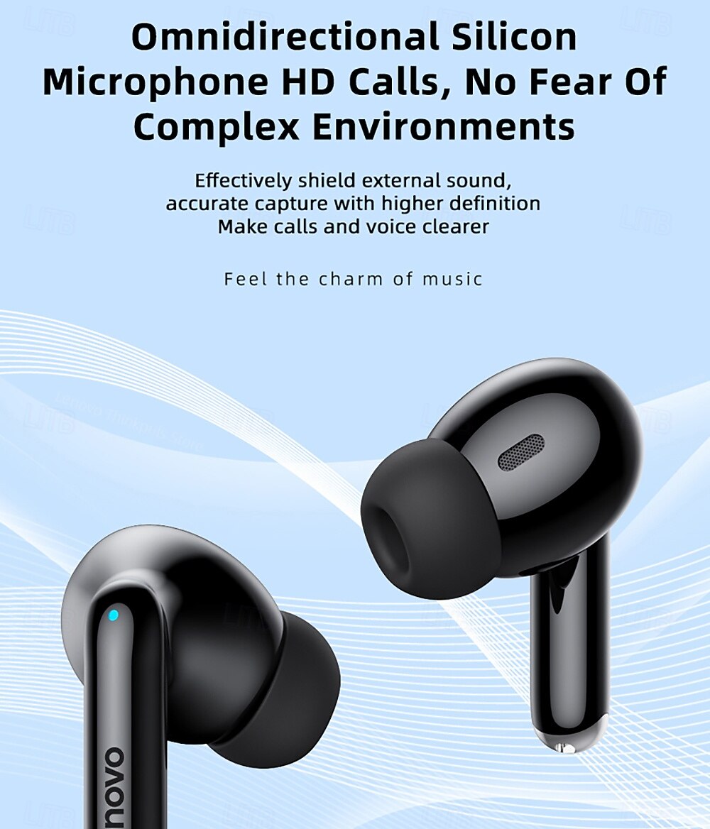 Lenovo thinkplus Wireless Earbuds, Bluetooth 5.3 Headphones with Noise Cancelling, HiFi Stereo TWS In-Ear Earphones with Mic, Charging Case, Sport Earbuds for iPhone and Android, Grey & Black 2026 - $35.99 –P23