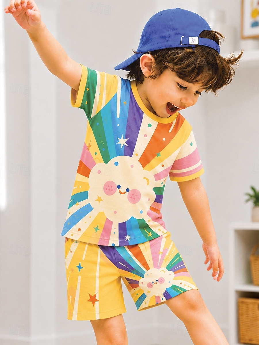 Boys' 3D Graphic Football Pajamas Tee & Pants Pajama Sets Tee & Shorts Pajama Sets Short Sleeve 3D Print Summer Active Fashion Daily Kids Toddler Boys 3-12 Years Crew Neck Home Indoor Causal Regular 2026 - $18.49 –P2