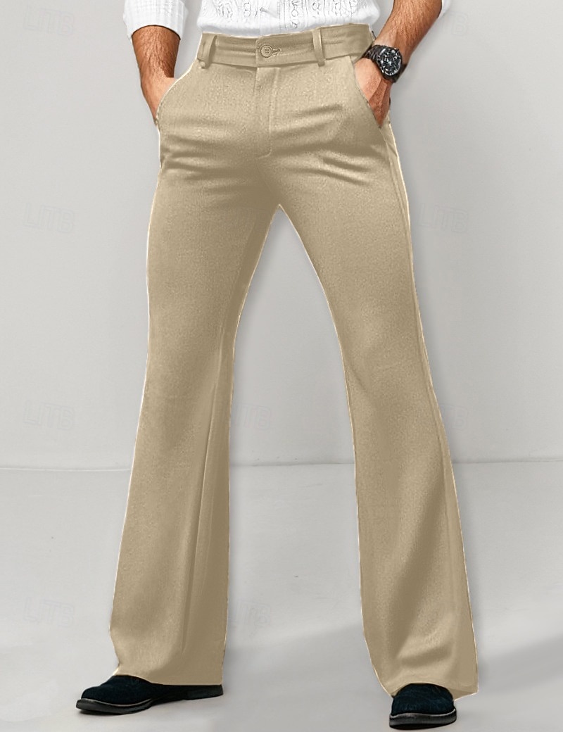 Men's Trousers Dress Pants Bell Bottom Flared Pants Suit Pants Pocket Elastic Waist Plain Comfort Soft Full Length Daily Outdoor Going out Fashion Casual White Khaki Micro-elastic 2026 - $29.99 –P11