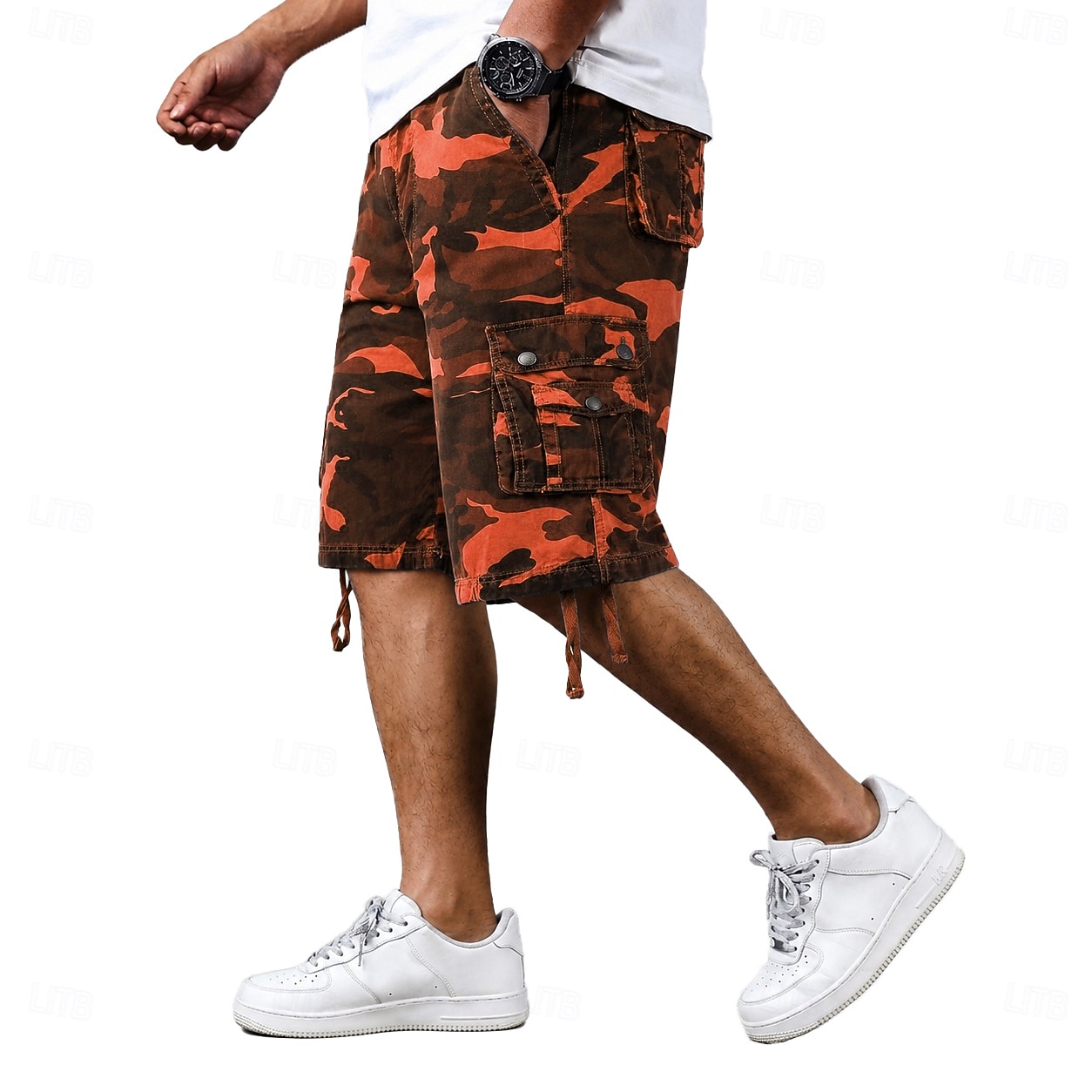 Men's Comfort Waist Tactical Cargo Cargo Shorts Shorts Casual Shorts Pocket Elastic Waist Plain Camouflage Breathable Knee Length Casual Outdoor Streetwear Fashion Streetwear Blue Khaki Inelastic 2026 - $35.99 –P2