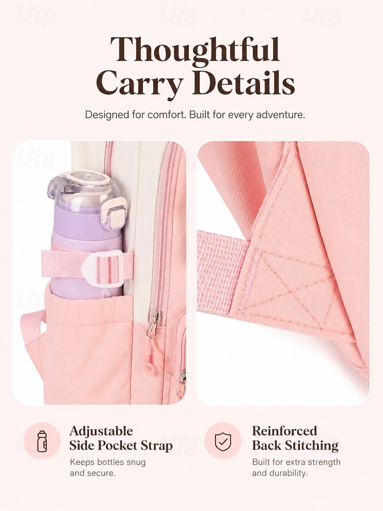 Girls School Backpack Set, Pink Waterproof Polyester Bookbag with Pencil Case, Large Capacity Multi-Pocket Student Backpack, Ergonomic Support, Travel & Daily Use, Grade 1-6 2026 - $42.99 –P10