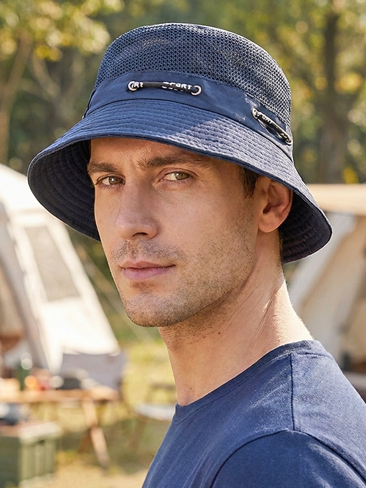 Ademende mesh bucket hat voor heren, lichtgewicht zomerzonnehoed van polyester met verstelbare pasvorm, pet voor buitenactiviteiten zoals vissen, wandelen en reizen, boonie hat met UV-bescherming, 2026 - $11.99 –P3