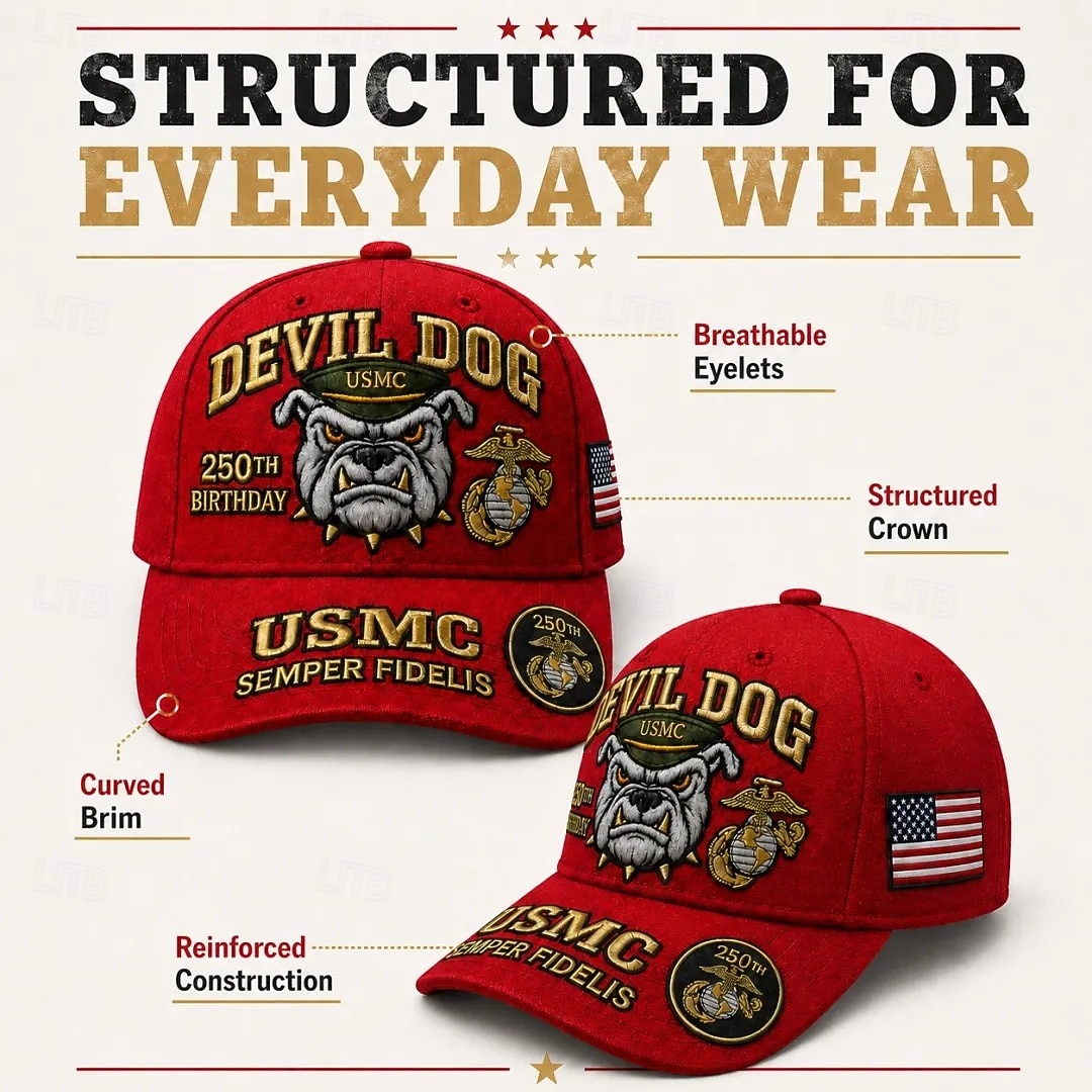 Cappello commemorativo del 250° anniversario del Corpo dei Marines degli Stati Uniti, cappello militare regolabile ricamato, copricapo patriottico in omaggio al Corpo dei Marines, regalo di apprezzamento per i veterani, ricordo dell'anniversario per uomin del 2026 a $21.99 –P10