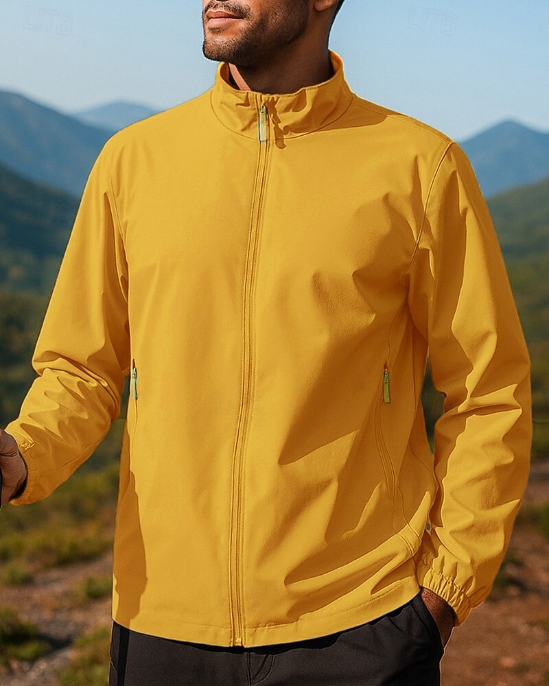 Herre Vindtett jakke Softshell jakke Turjakke Utendørs Vanntett Vindtett Turantrekk Turklær Vår Høst Topper Camping / fotturer / grotting Løp Svart Hvit Gul 2026 - $31.99 –P11
