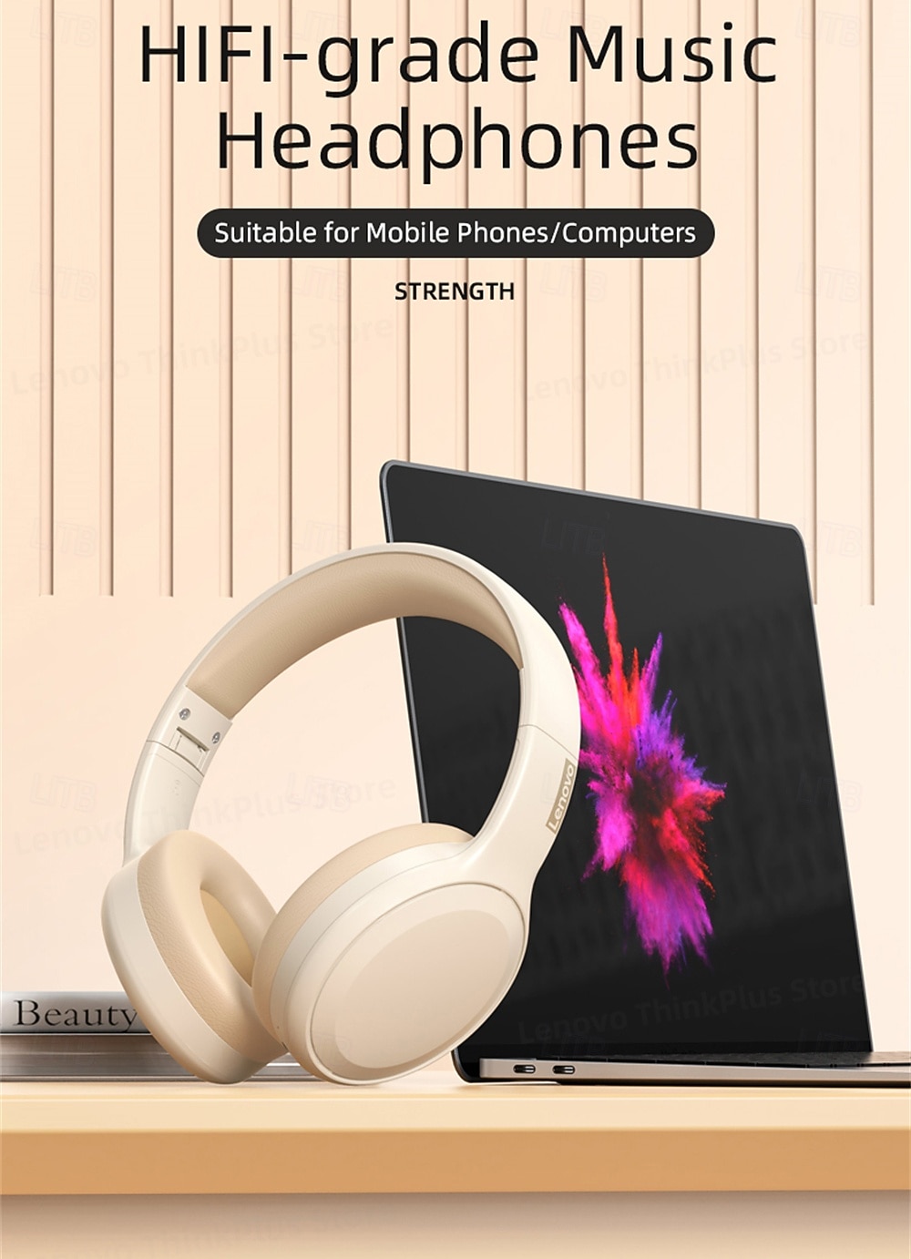 Lenovo Noise Cancelling Headphones Over Ear, Hi-Fi Stereo Wireless Bluetooth Headset, Foldable & Comfortable Design with Built-in Mic for Travel, Home Office, PC, Smartphone 2026 - $28.99 –P17