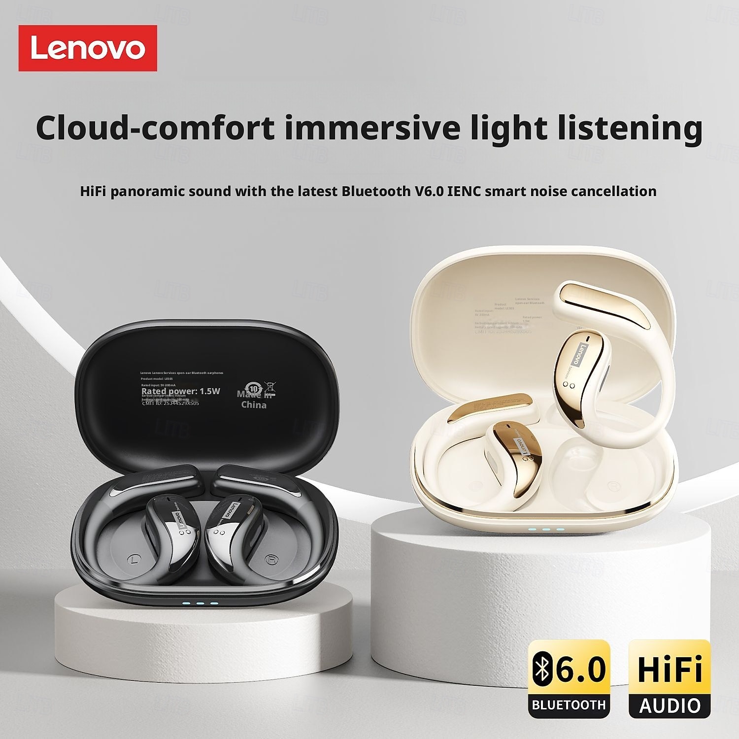 Lenovo LE505 Open Ear Wireless Headphones, Bluetooth 6.0 Air Conduction Earbuds, 360 ACS Panoramic Sound & Dolby Atmos, ENC Noise Canceling Mic, Waterproof Sport Earphones for Android iOS 2026 - $38.99 –P4