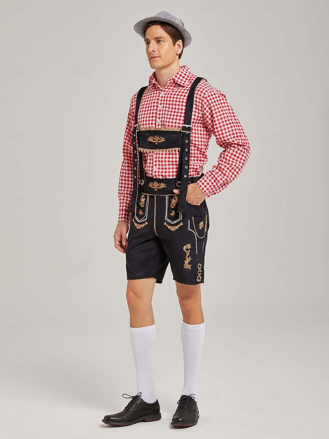Oktoberfest Lederhosen Set Shirt Tyrolean Hat Knee Length Embroidered German Alpine Heritage Wiesn Men's Carnival Party Beer Festival Traditional Style Cloth 2026 - $69.99 –P7