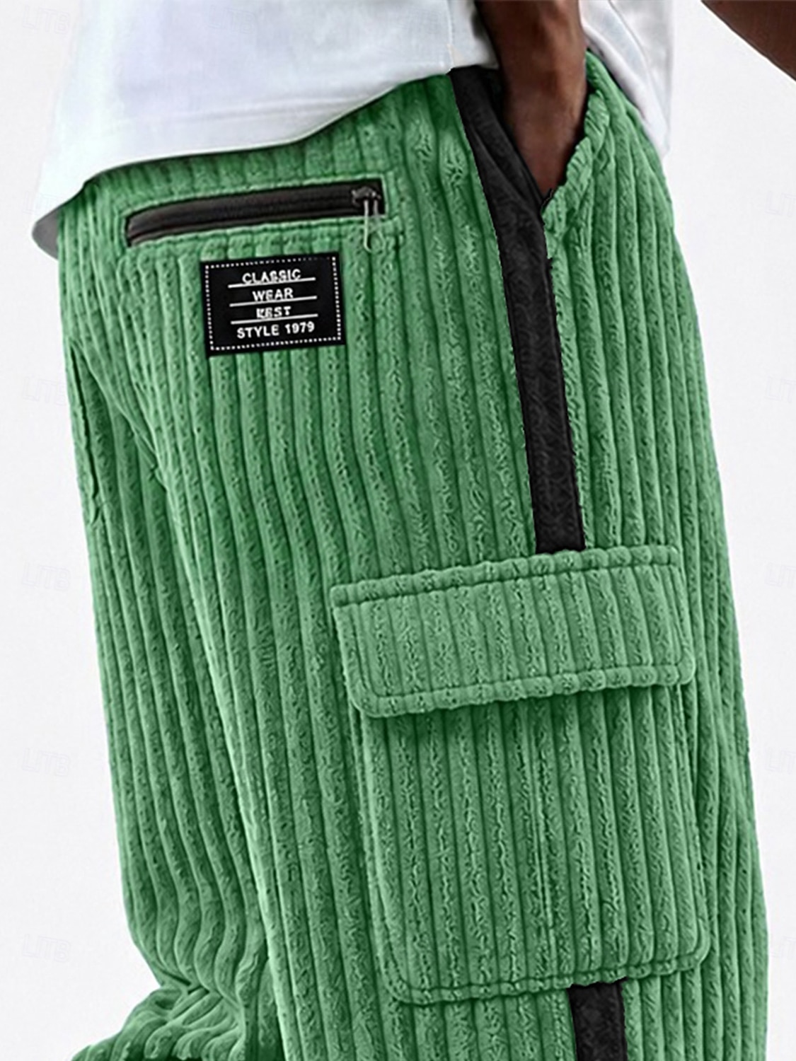 Hombre Pantalones cargo Pantalones Pantalones de Pana Pantalones casuales Pantalones anchos Correa Retazos Bolsillo con cremallera Color sólido Comodidad Longitud total Casual Diario Exterior Moda 2026 - $33.99 –P2