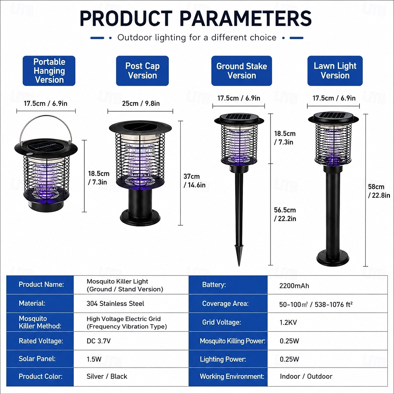 Piège à moustiques solaire d'extérieur en acier inoxydable, résistant aux insectes volants et étanche, idéal pour la terrasse, le jardin ou la cour. de 2026 ? $71.99 –P1