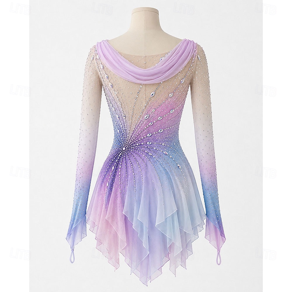 Figure Skating Fleece Jacket Figure Skating Dress Women's Ice Skating Dress Pink Patchwork Thumbhole Stretchy Training Competition Skating Wear Classic Crystal / Rhinestone Long Sleeve Ice Skating 2026 - $762.39 –P2